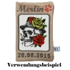 Stickdatei Totenkopf mit Hut Kasanova bunt Lunachild