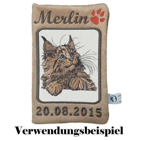 NEU Stickdatei Applikation Maine Coon Katze Kiss 