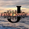 Aufkleber Monogramm J mit Familiennamen