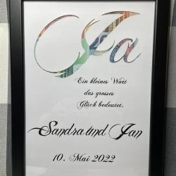 Geldgeschenk Bilderrahmen Hochzeit Ja personalisierbar DIN A4