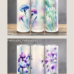 Tumbler Geburtsblume mit Name – Edelstahlbecher 20oz