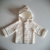 Baby Jacke mit Kapuze gehäkelt weiß Babyjacke 0-3 Monate