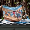 Künstlertasche - UPCYCLING Jeans-Leder-Tasche, Jeanspatchwork