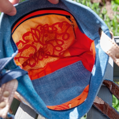 Künstlertasche - UPCYCLING Jeans-Leder-Tasche, Jeanspatchwork
