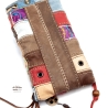UPCYCLING Handytasche aus Leder, Jeans und Stoff im Hippie-Stil