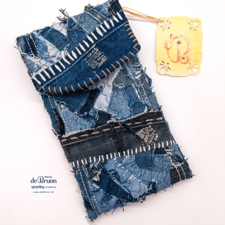 UPCYCLING Jeans Handy-Gürteltasche, Handy Tasche für Gürtel