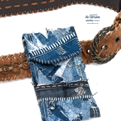 UPCYCLING Jeans Handy-Gürteltasche, Handy Tasche für Gürtel