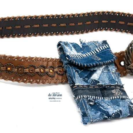 UPCYCLING Jeans Handy-Gürteltasche, Handy Tasche für Gürtel