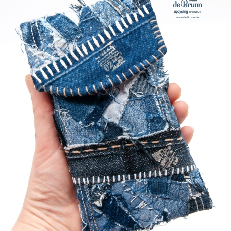 UPCYCLING Jeans Handy-Gürteltasche, Handy Tasche für Gürtel