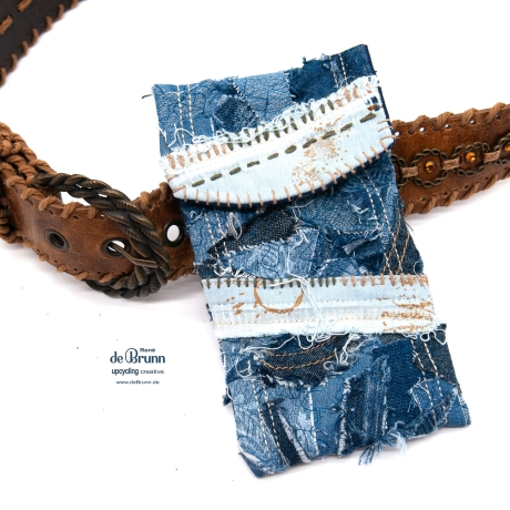 UPCYCLING Jeans Handy-Gürteltasche, Handy Tasche für Gürtel