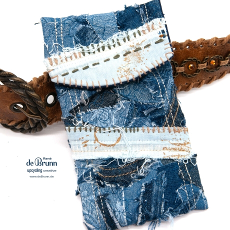 UPCYCLING Jeans Handy-Gürteltasche, Handy Tasche für Gürtel
