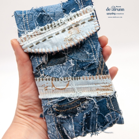 UPCYCLING Jeans Handy-Gürteltasche, Handy Tasche für Gürtel