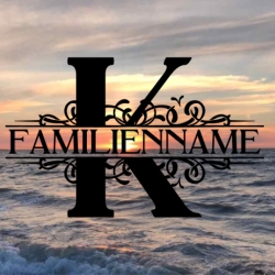 Aufkleber Monogramm K mit Familiennamen