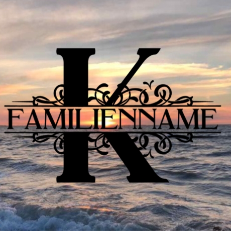 Aufkleber Monogramm K mit Familiennamen