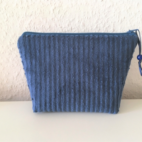 Kosmetiktasche Baumwollcord blaugrau