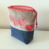 Große Kosmetiktasche Universaltasche Kulturbeutel Herzen Dirndl