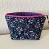 Kosmetiktasche Blümchen dunkelblau violett