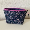Kosmetiktasche Blümchen dunkelblau violett