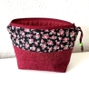 Kosmetiktasche weinrot mit Rosenmuster