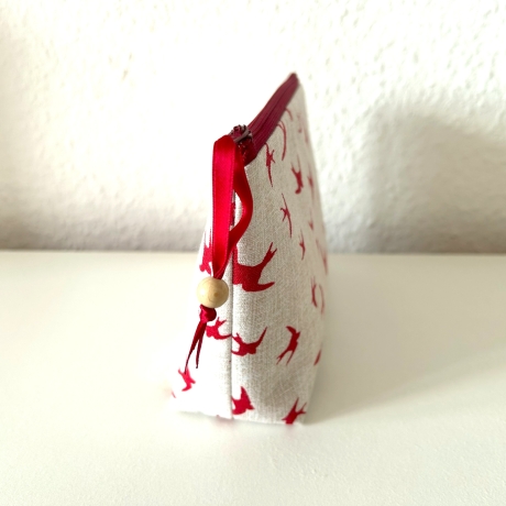 Kosmetiktasche Schminktasche weinrote Schwalben
