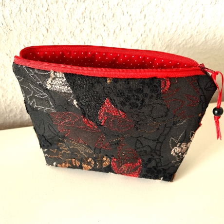 Kosmetiktasche schwarz rot Polyester