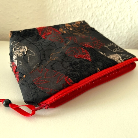 Kosmetiktasche schwarz rot Polyester