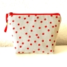 Kosmetiktasche Schminktasche beige rote Punkte