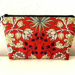 Kosmetiktasche Schminktasche Blumen rostrot schwarz 