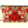 Kosmetiktasche Schminktasche Blumen rostrot schwarz 