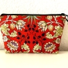 Kosmetiktasche Schminktasche Blumen rostrot schwarz 