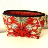 Kosmetiktasche Schminktasche Blumen rostrot schwarz 