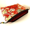Kosmetiktasche Schminktasche Blumen rostrot schwarz 