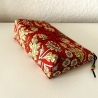 Kosmetiktasche Schminktasche Blumen rostrot schwarz 