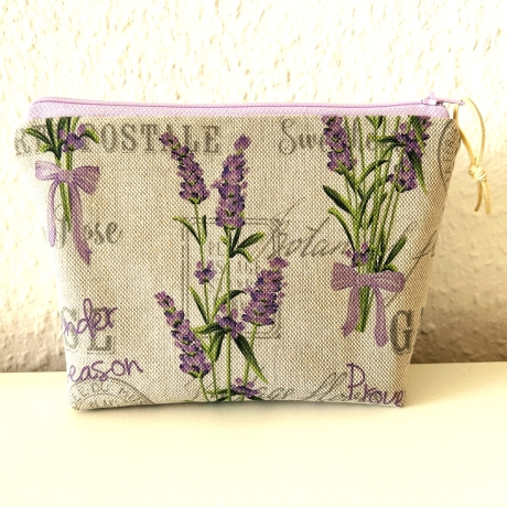 Kosmetiktasche klein Lavendel beige violett