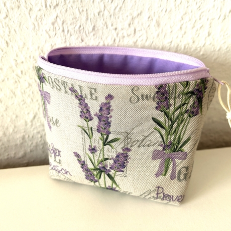 Kosmetiktasche klein Lavendel beige violett