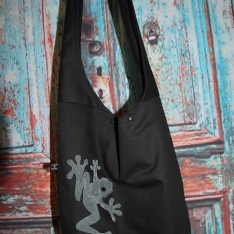 schwarze Yogatasche Tasche Yoga Umhängetasche Frosch