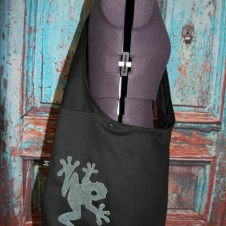 schwarze Yogatasche Tasche Yoga Umhängetasche Frosch