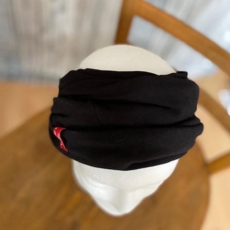 Beanie Mütze Stirnband Loop schwarz Schlapphut Zopf Beanie