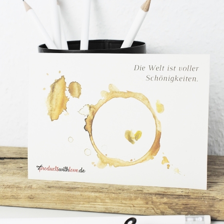 50 Postkarten mit Kaffeefleck-Design