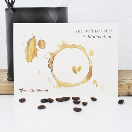 50 Postkarten mit Kaffeefleck-Design