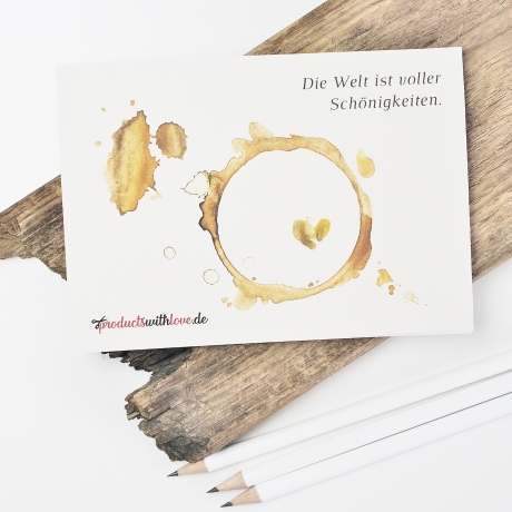 50 Postkarten mit Kaffeefleck-Design