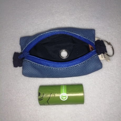 Hundekotbeutel Tasche  blau schwarz inklusive Kotbeutel 