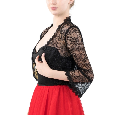 Festliches offenes Bolero-Jäckchen Seide-Chiffon, 3/4 Ärmel