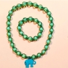 Kinder-Schmuck-Set Kette & Armband Elefant Grün Perlenschmuck 