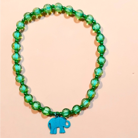 Kinder-Schmuck-Set Kette & Armband Elefant Grün Perlenschmuck 