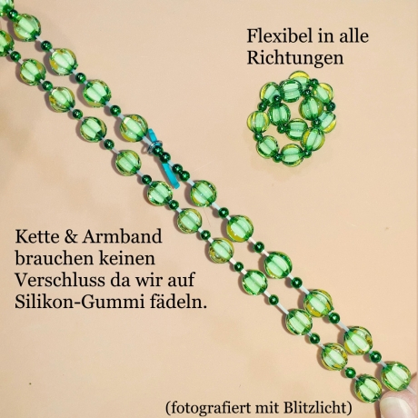 Kinder-Schmuck-Set Kette & Armband Elefant Grün Perlenschmuck 