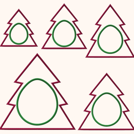 Kugelhalter Tanne 5x ITH Rahmen für Weihnachtsdeko Stickdatei