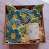Geschenkbox mit blauen Blumenkeksen (10 Kekse) & Teetasse.