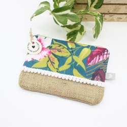 Etui Täschchen Reisepasshülle kleine Tasche Blumen Handmade