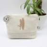 Bestickte Universaltasche Beige„Surfer Girl“ Sommerlich handmade